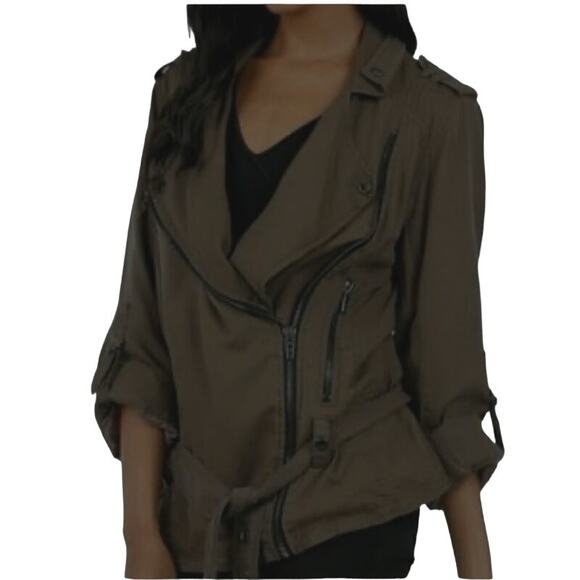 BlankNYC Moto Jacket Women's Size XS Olive Green Utility Coat Blank NYC - Picture 1 of 11